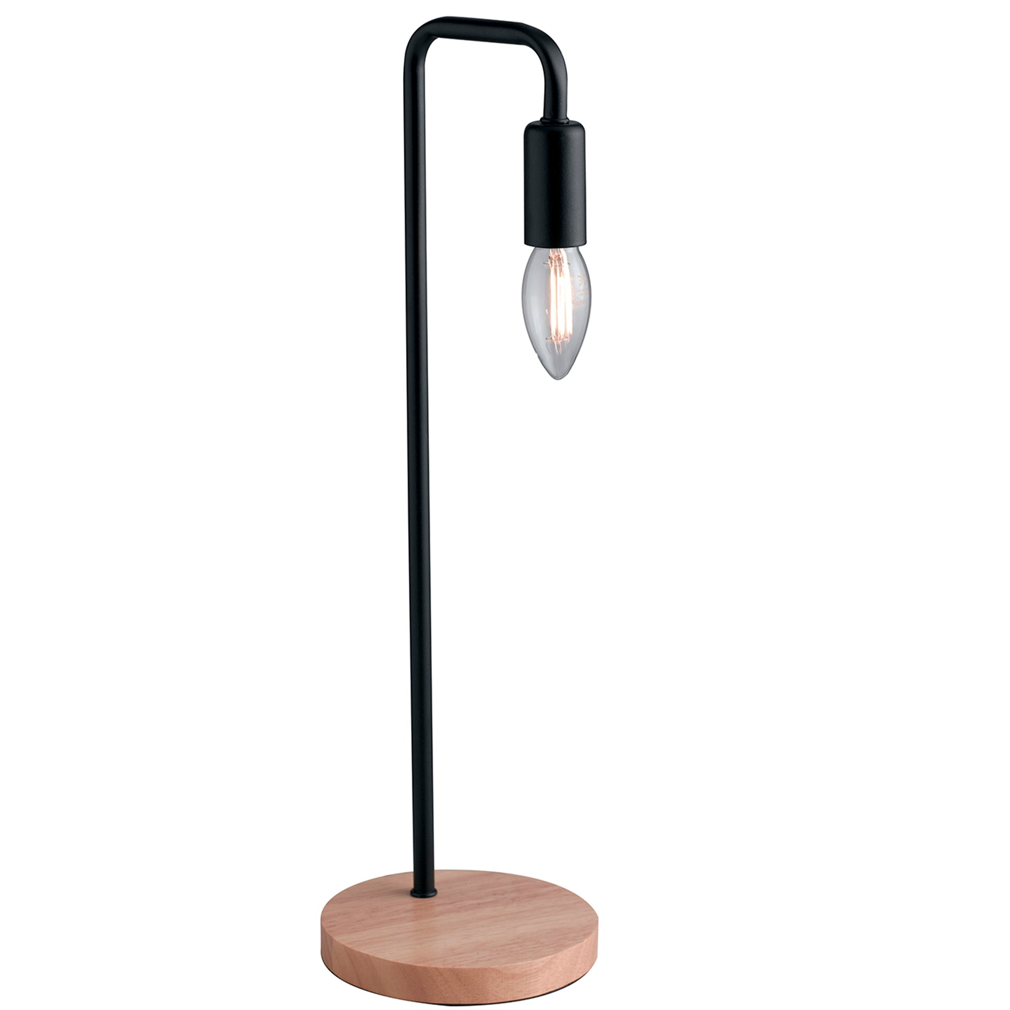 "Lampada da tavolo SUSHI in metallo nero con base in legno"
