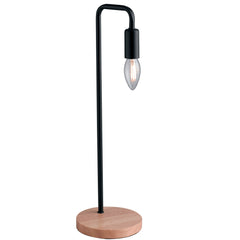 "Lampada da tavolo SUSHI in metallo nero con base in legno"