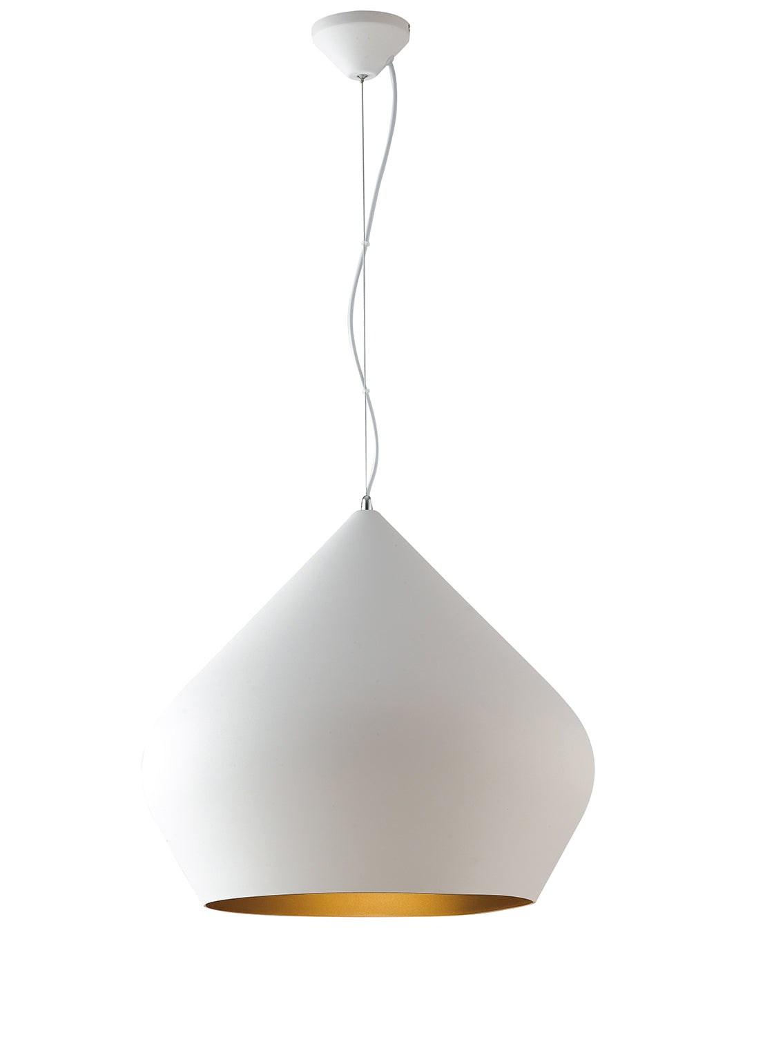 "Lampadario a sospensione THOLOS in metallo bianco con interno oro"