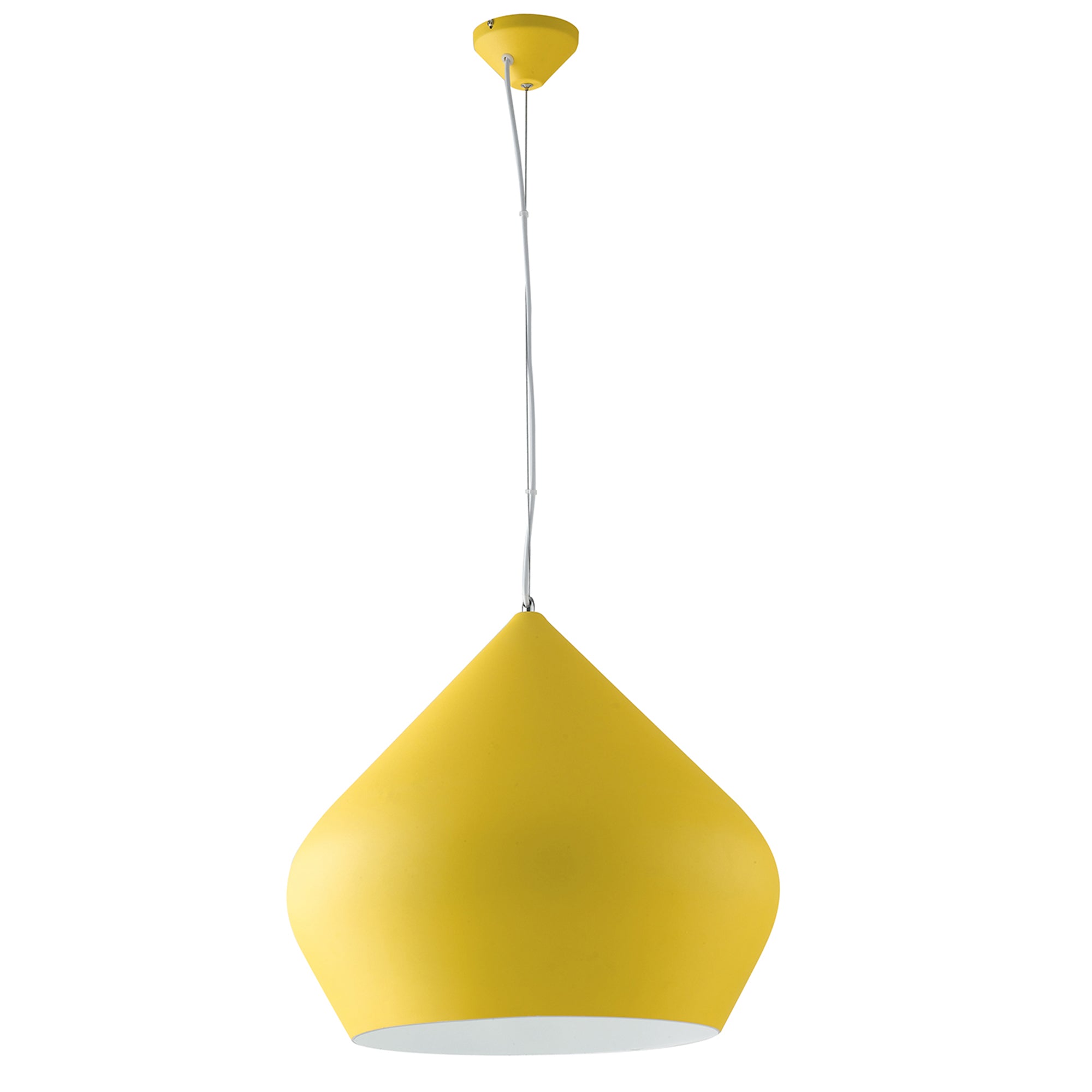"Lampadario a sospensione THOLOS in metallo giallo con interno bianco"