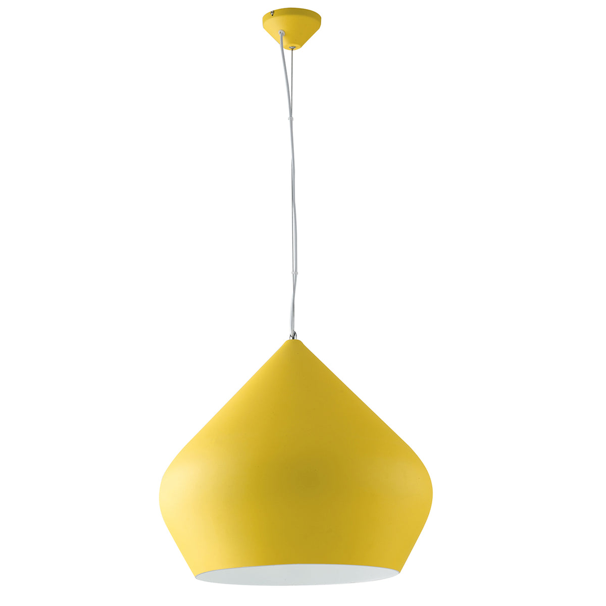 "Lampadario a sospensione THOLOS in metallo giallo con interno bianco"