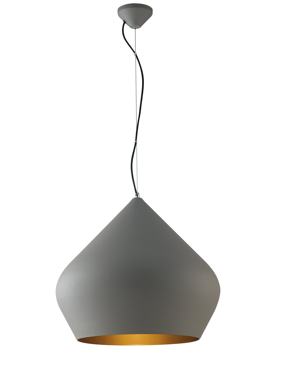 "Lampadario a sospensione THOLOS in metallo grigio con interno oro"