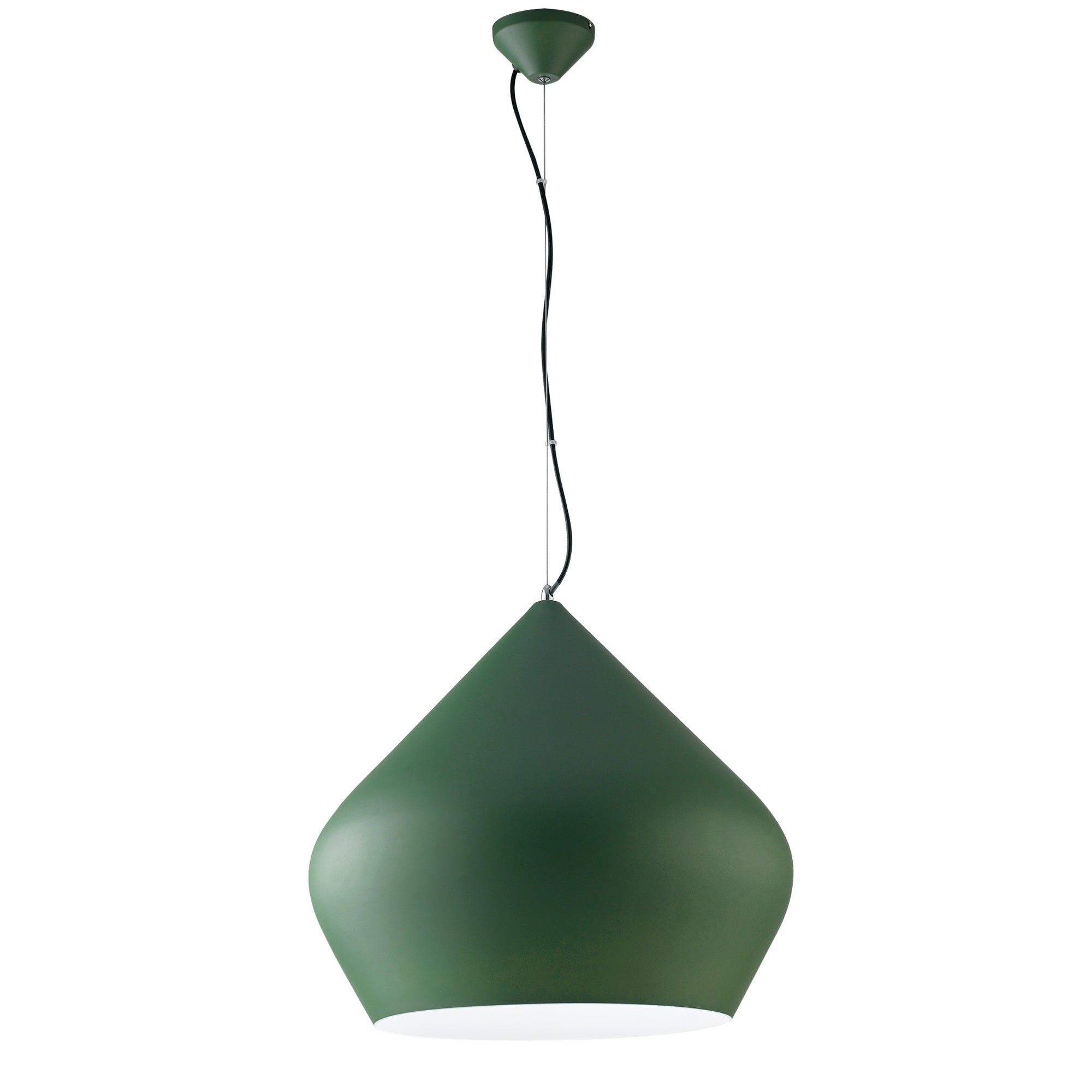 "Lampadario a sospensione THOLOS in metallo verde con interno bianco"