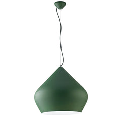 "Lampadario a sospensione THOLOS in metallo verde con interno bianco"