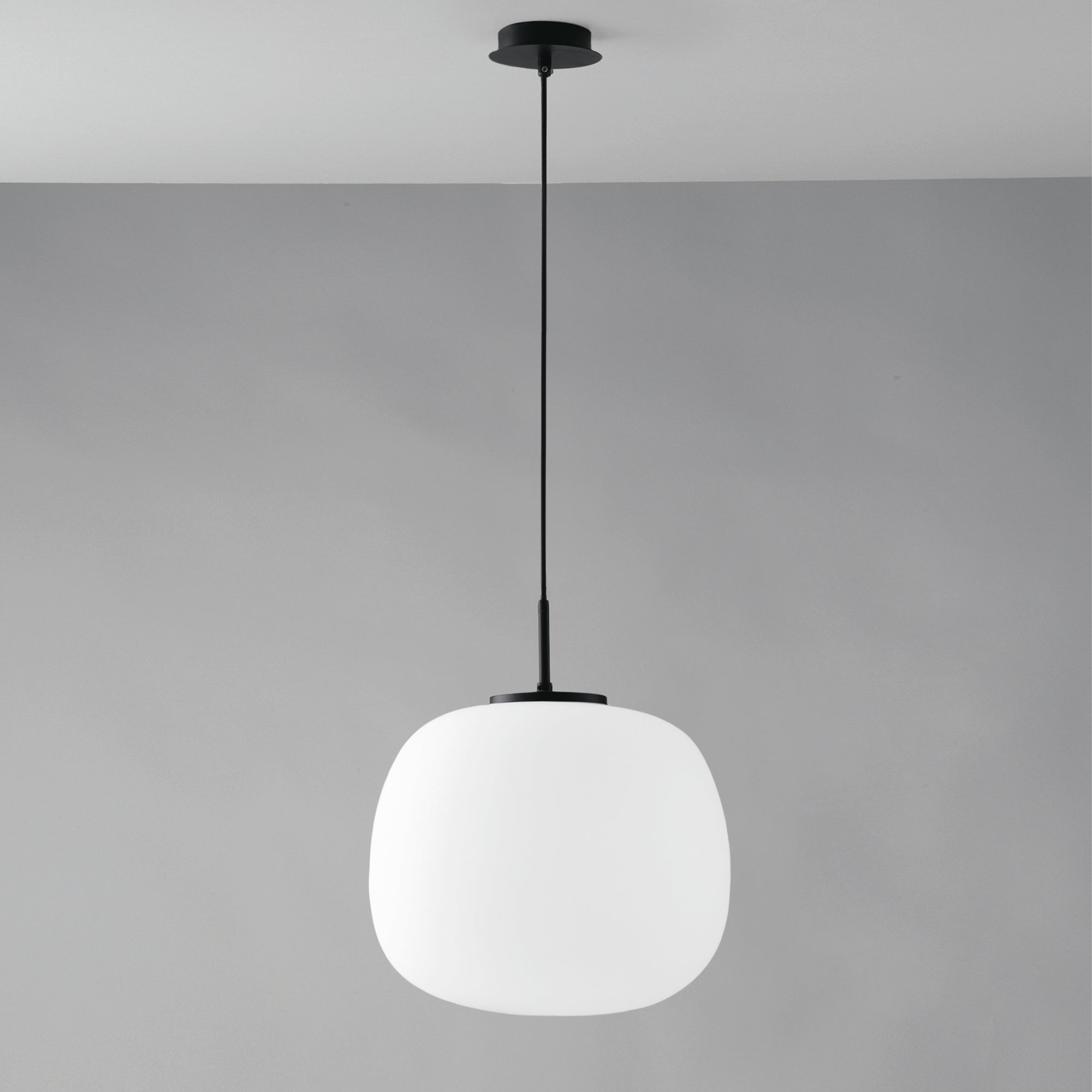 SOSPENSIONE TOLOMEO SFERICA BIANCA OPALE 1XE27 35X35X120CM