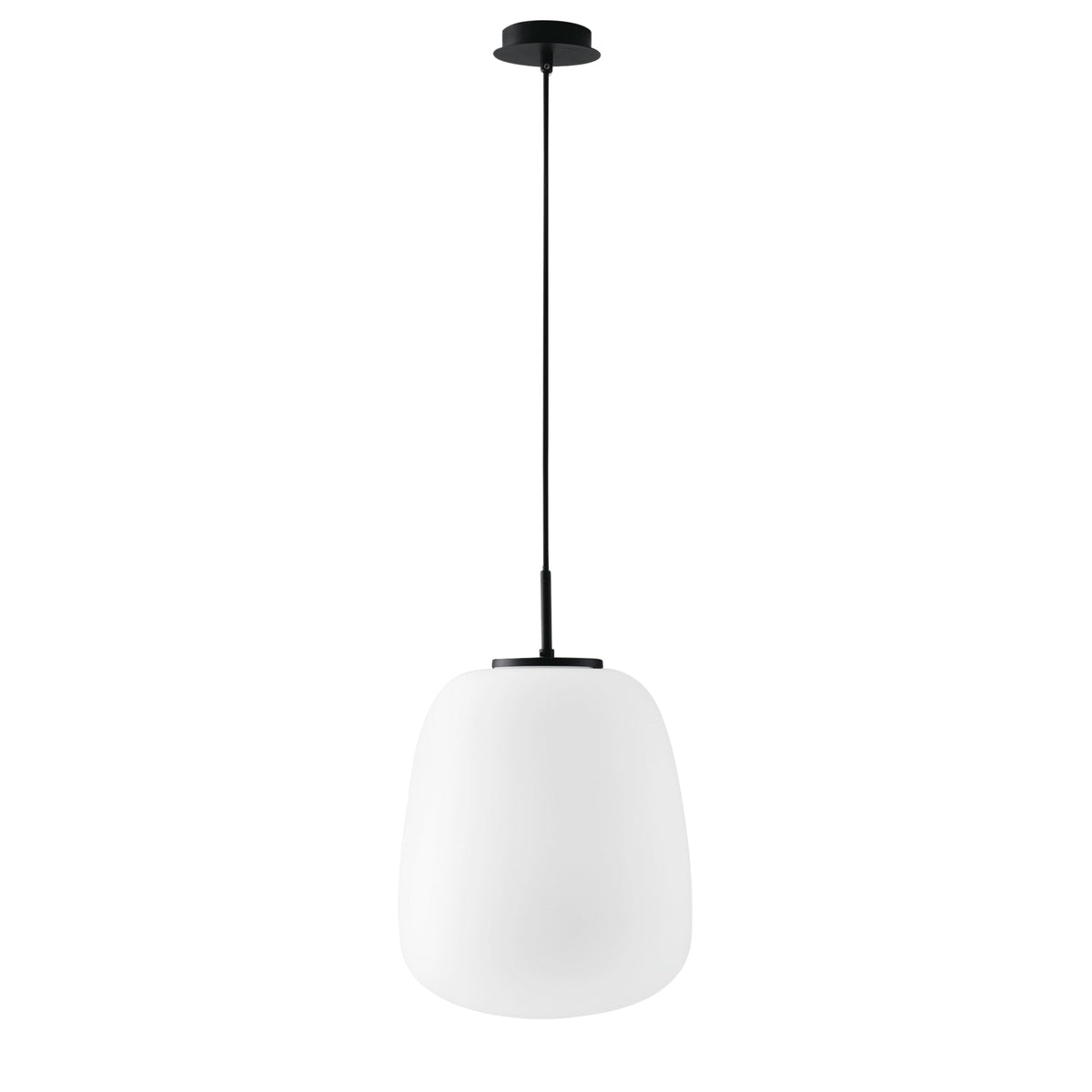SOSPENSIONE TOLOMEO OVALE BIANCA OPALE 1XE27 32X32X120CM