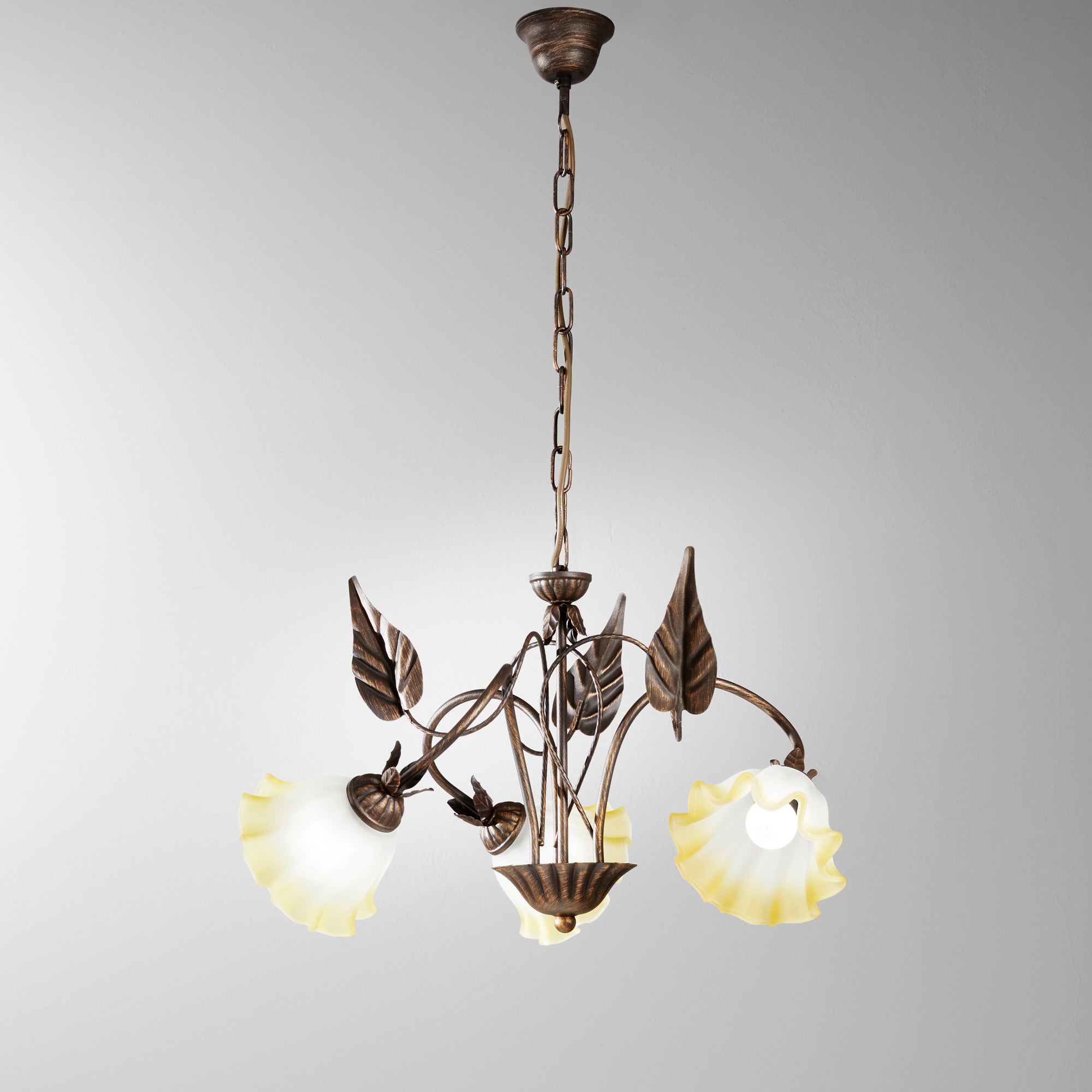LAMPADARIO TRISTANO MARRONE 3XE14 60X80CM