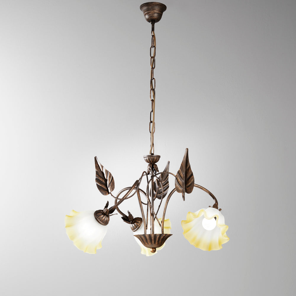 LAMPADARIO TRISTANO MARRONE 3XE14 60X80CM