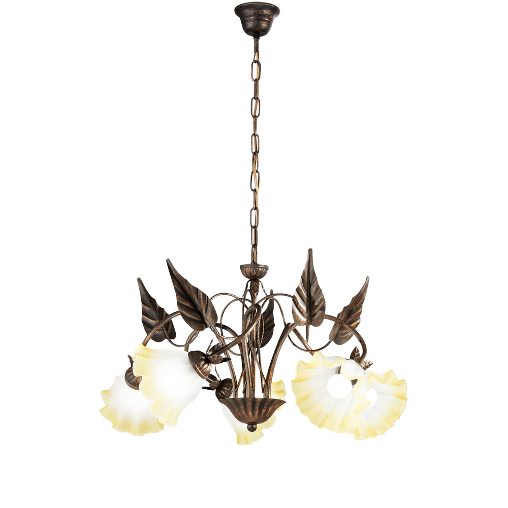 LAMPADARIO TRISTANO MARRONE 5XE14 62X100CM