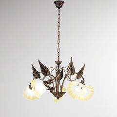 LAMPADARIO TRISTANO MARRONE 5XE14 62X100CM