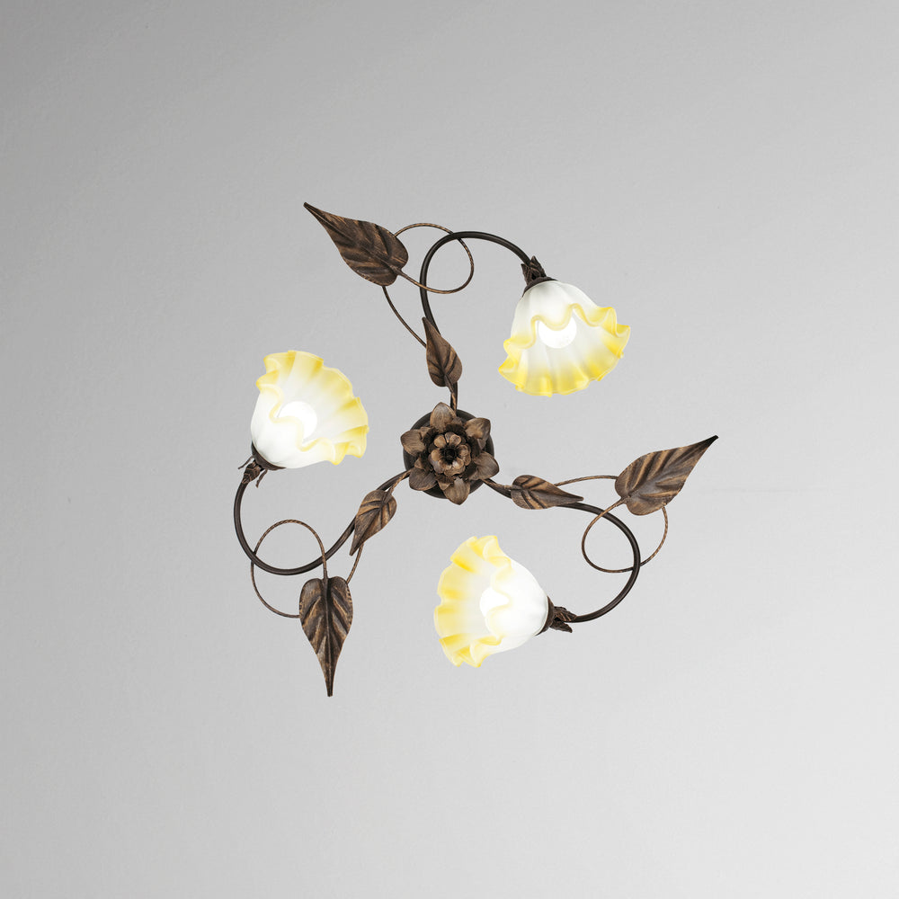 PLAFONIERA TRISTANO MARRONE 3XE14 68X20CM