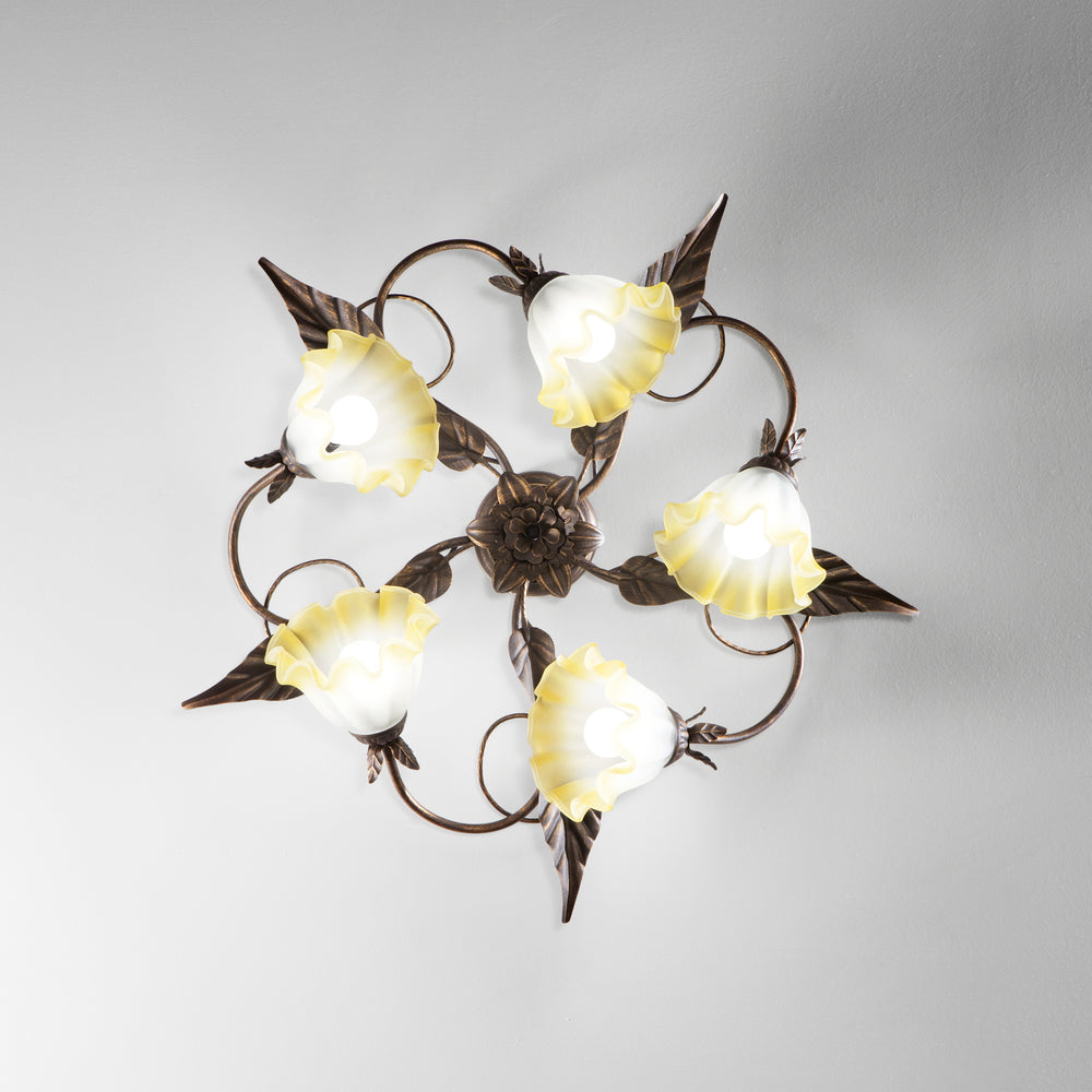PLAFONIERA TRISTANO MARRONE 5XE14 68X20CM