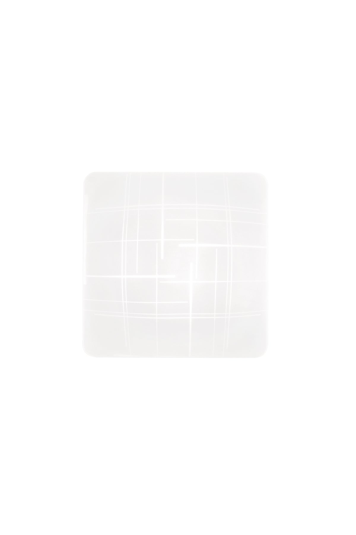 "Plafoniera Trygo quadrata in vetro satinato, CCT, 41cm."