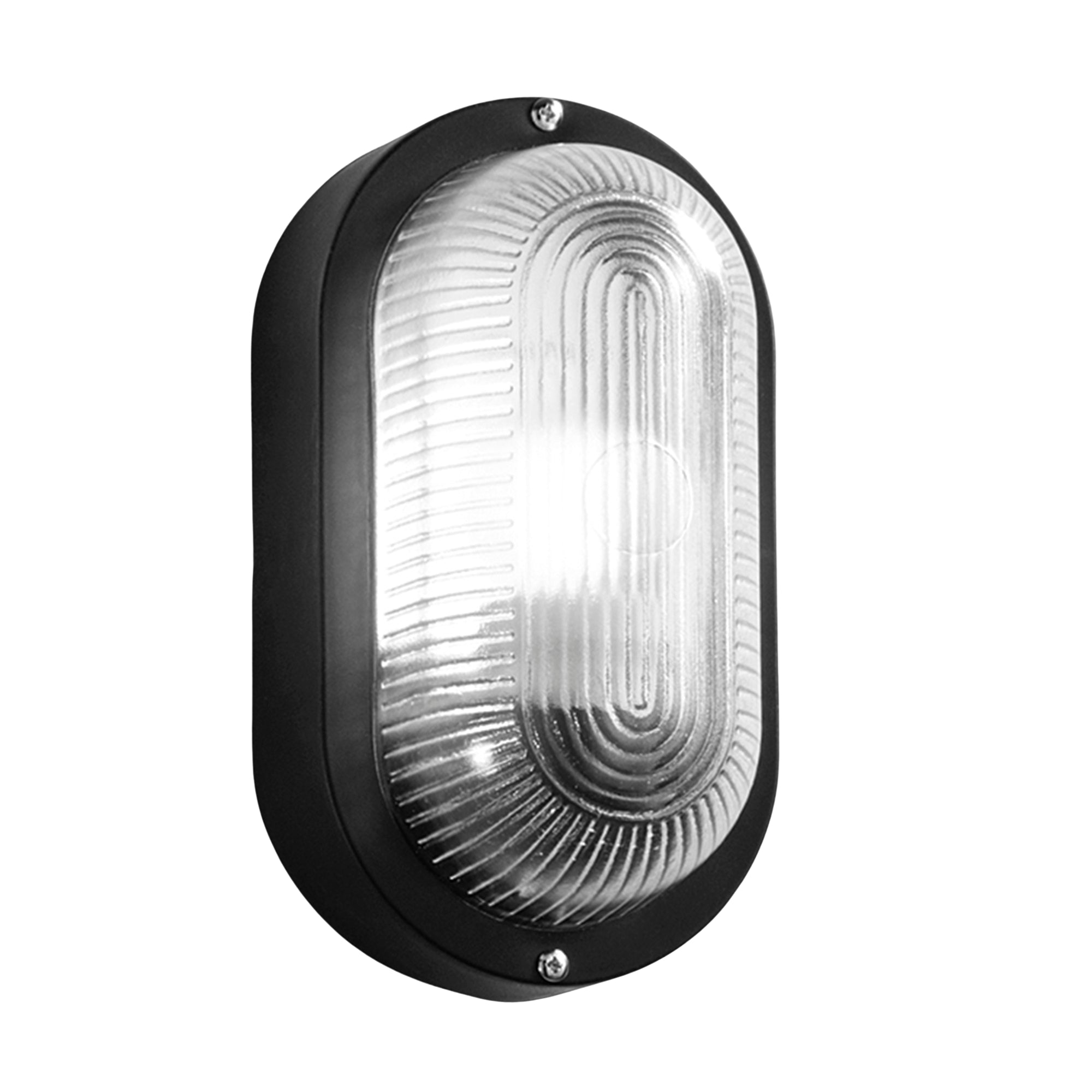 "Applique TURTLE ovale nero con diffusore in vetro IP54"