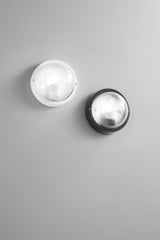 APPLIQUE TURTLE NERA TONDA LISCIA IN VETRO IP54 1XE27 185X185X105MM