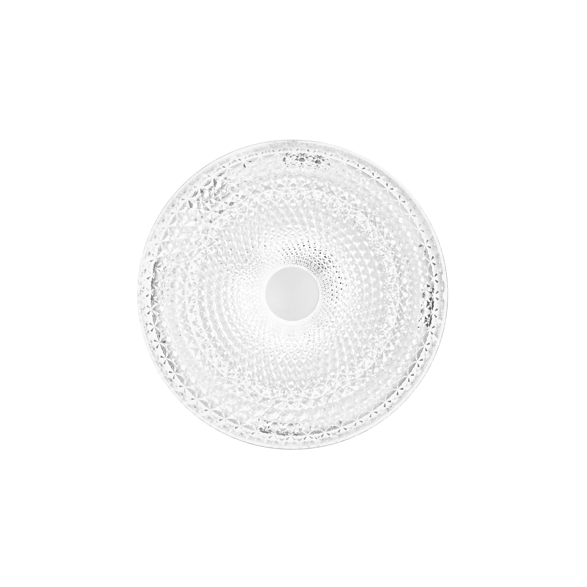 "Plafoniera LED UNIKA bianca effetto diamantato, CCT con memory function, telecomando incluso e connessione Wi-Fi, Ø 49,5cm."