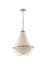 "Lampadario a sospensione VIENNA in metallo dorato con cristalli h 120cm. Ø 45cm."