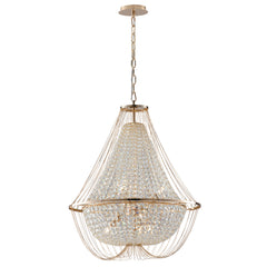 "Lampadario a sospensione VIENNA in metallo dorato con cristalli h 120cm. Ø 60cm."