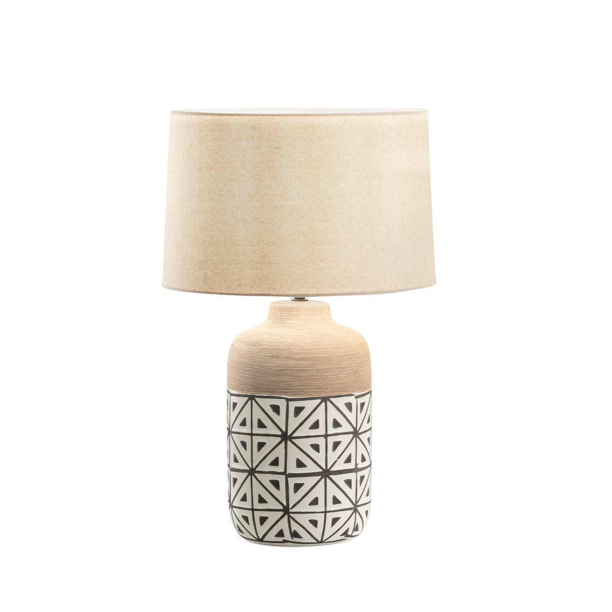 "Lampada da tavolo VIETRI Marrone in Ceramica con paralume in tessuto h 49cm."