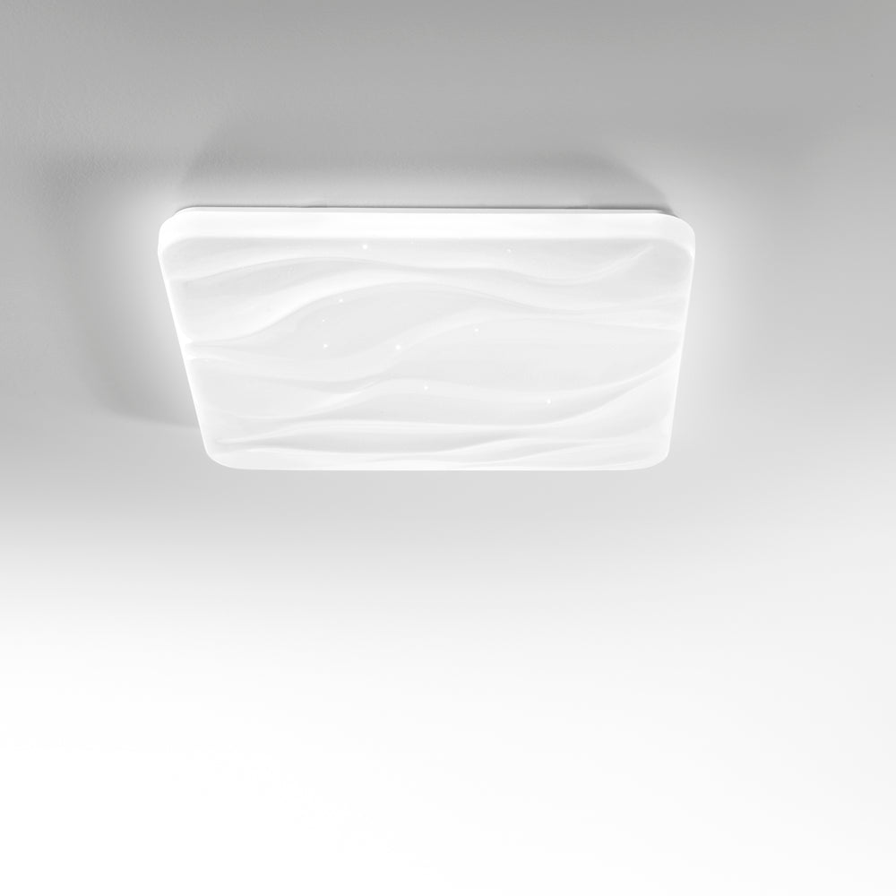 PLAFONIERA LED WAVE BIANCA 66W 6540LM CCT DIMMERABILE WI-FI CON TELECOMANDO 64X10X64CM