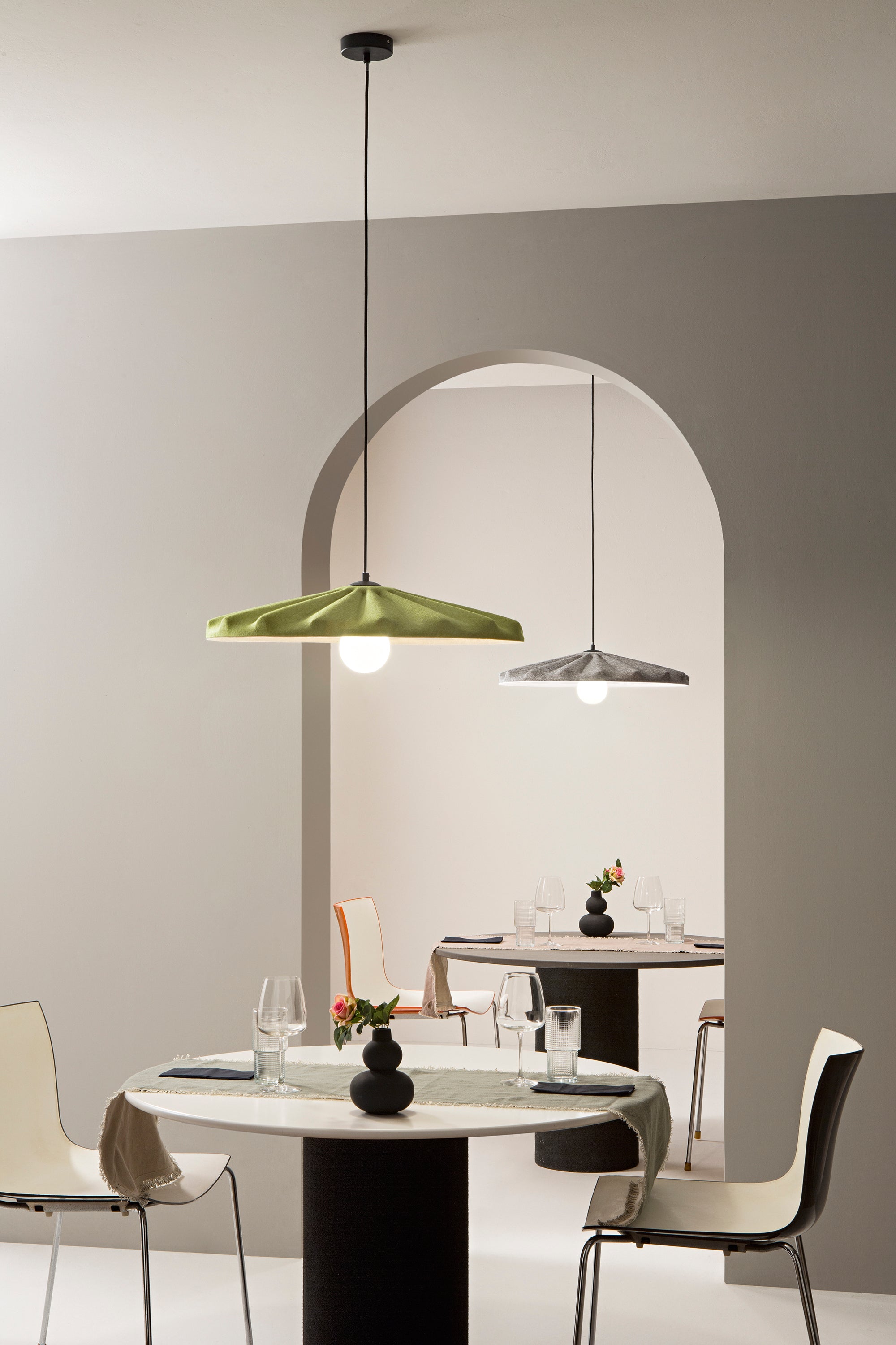 SOSPENSIONE WIMBLEDON IN FELTRO VERDE CAVO 2M PARALUME 69CM 1XE27