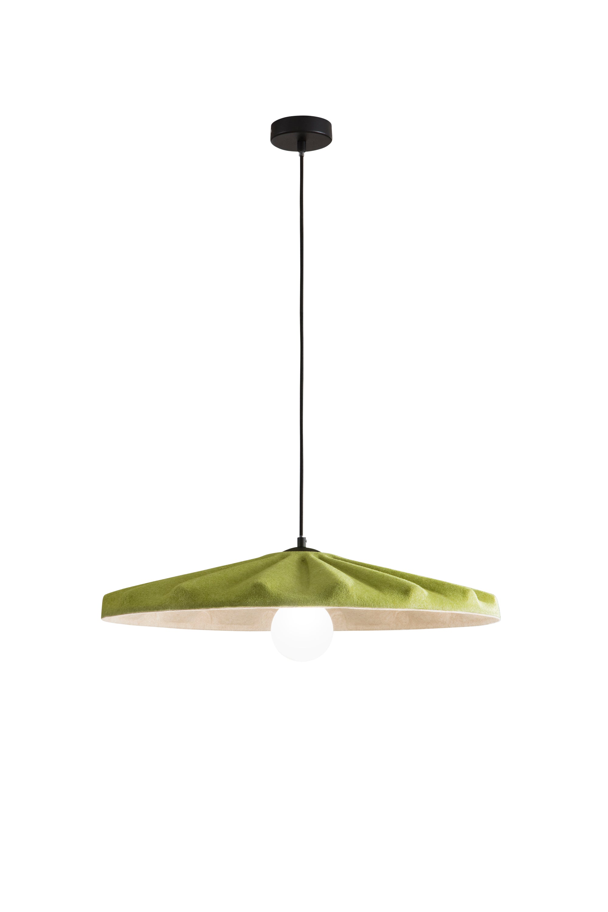 "Sospensione WIMBLEDON verde con interno beige in feltro naturale"