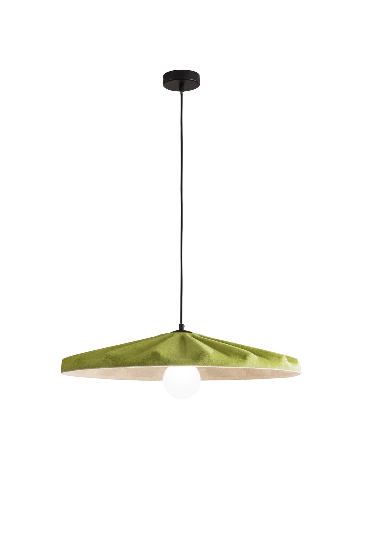 "Sospensione WIMBLEDON verde con interno beige in feltro naturale"