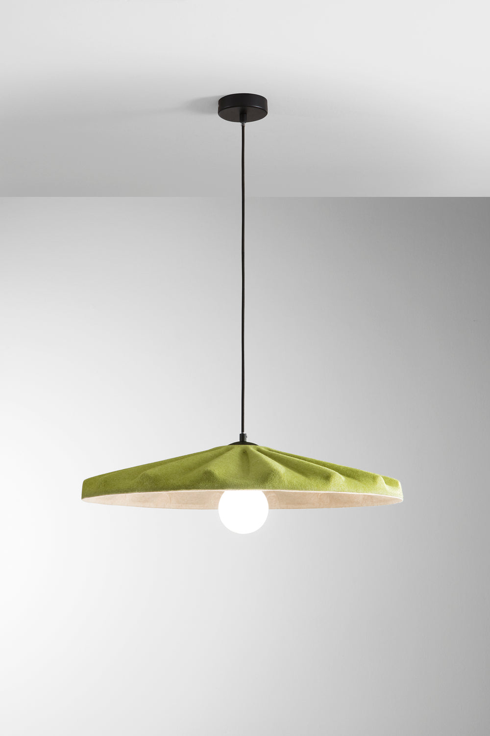 SOSPENSIONE WIMBLEDON IN FELTRO VERDE CAVO 2M PARALUME 69CM 1XE27