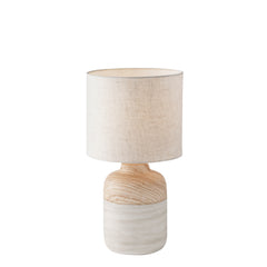 "Lampada da tavolo WOODY in ceramica con paralume in tessuto avorio h 41cm."