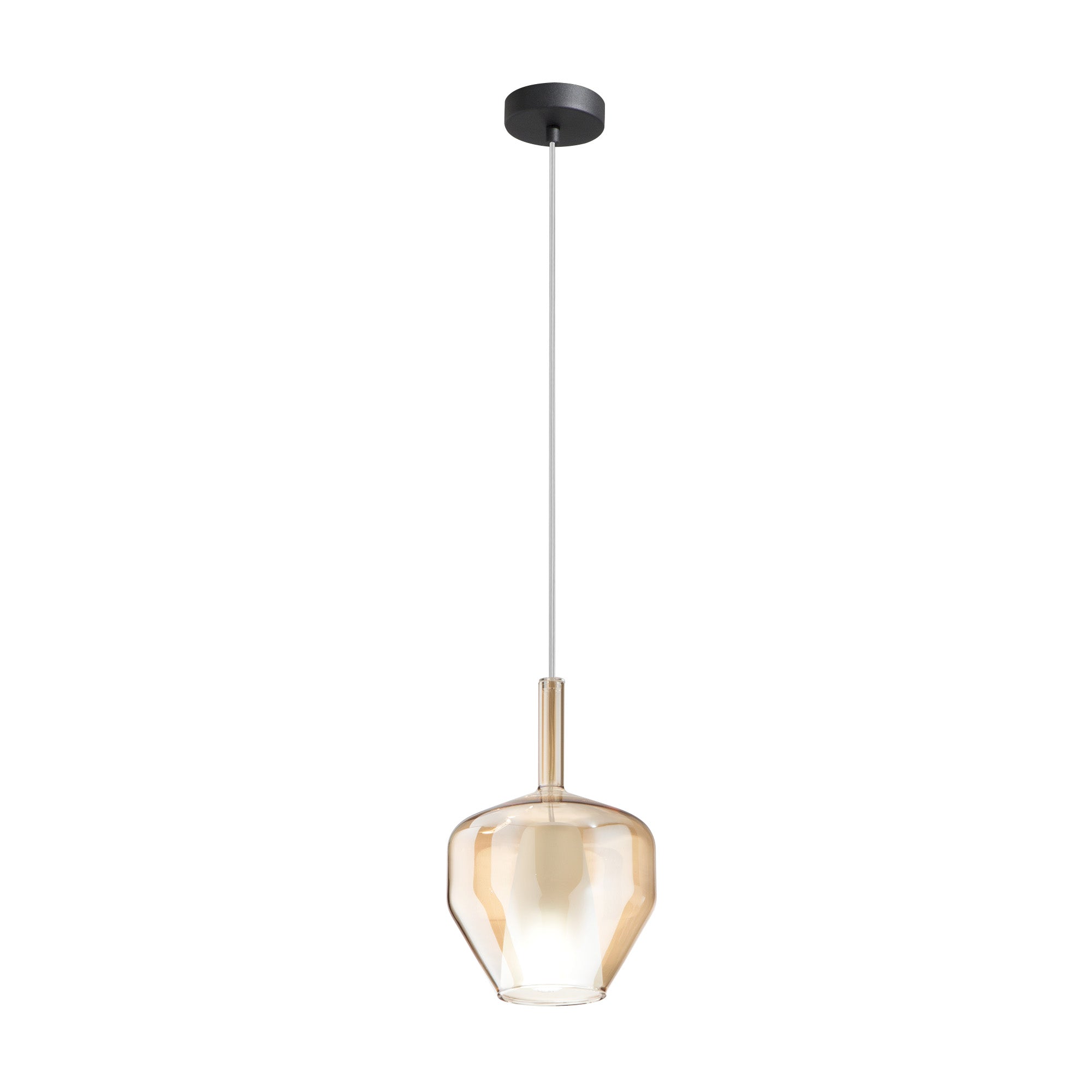"Pendente PIREX in vetro ambra Ø 20 cm."