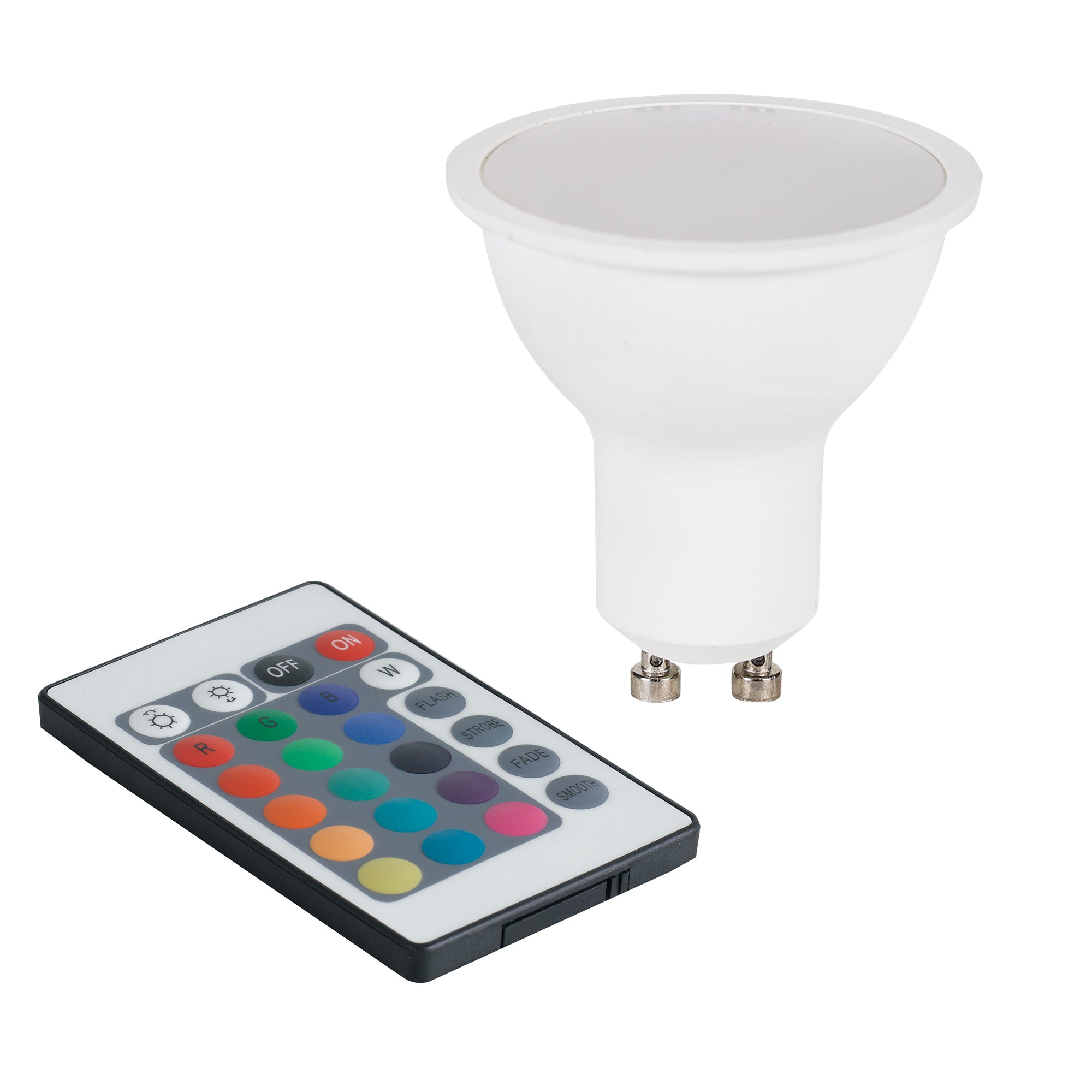 "Lampadina LED GU10 5W - RGB + 4000K con telecomando"
