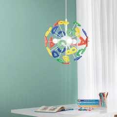 SOSPENSIONE LETTERINE COLORATA 3XE14 41X41X100CM