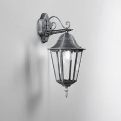 APPLIQUE DOWN FIRENZE NERA/SILVER 1XE27 IP44 20,5X28,5X51,8CM