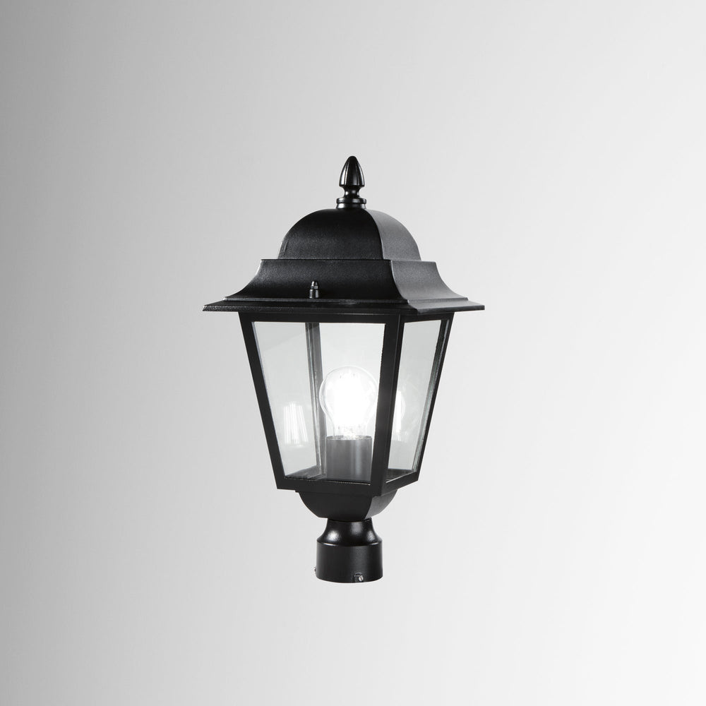 TESTA PALO LANTERNA ROMA NERA CON CASSA DI CONNESSIONE IP44 1XE27 21,5X41,5CM