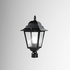TESTA PALO LANTERNA ROMA NERA CON CASSA DI CONNESSIONE IP44 1XE27 21,5X41,5CM