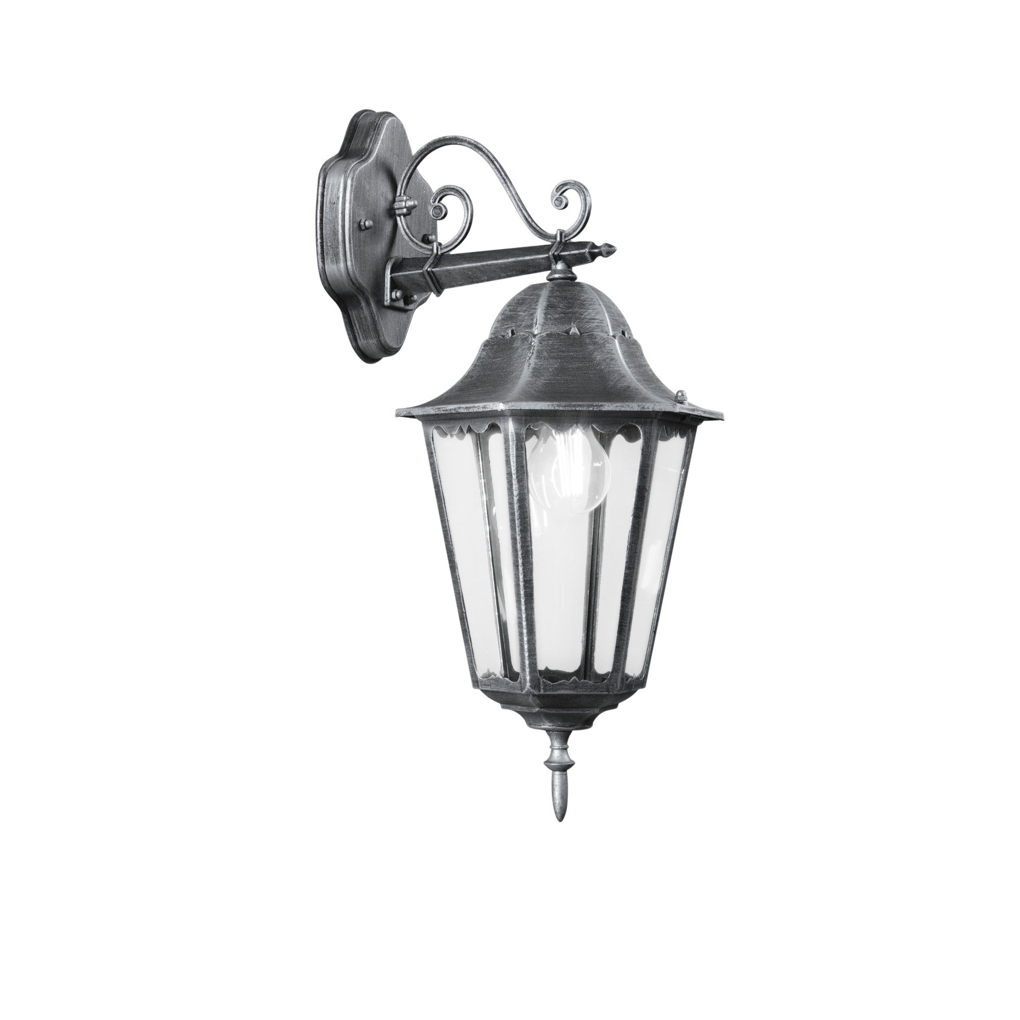 APPLIQUE DOWN FIRENZE NERA/SILVER 1XE27 IP44 20,5X28,5X51,8CM