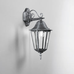 APPLIQUE DOWN FIRENZE NERA/SILVER 1XE27 IP44 20,5X28,5X51,8CM