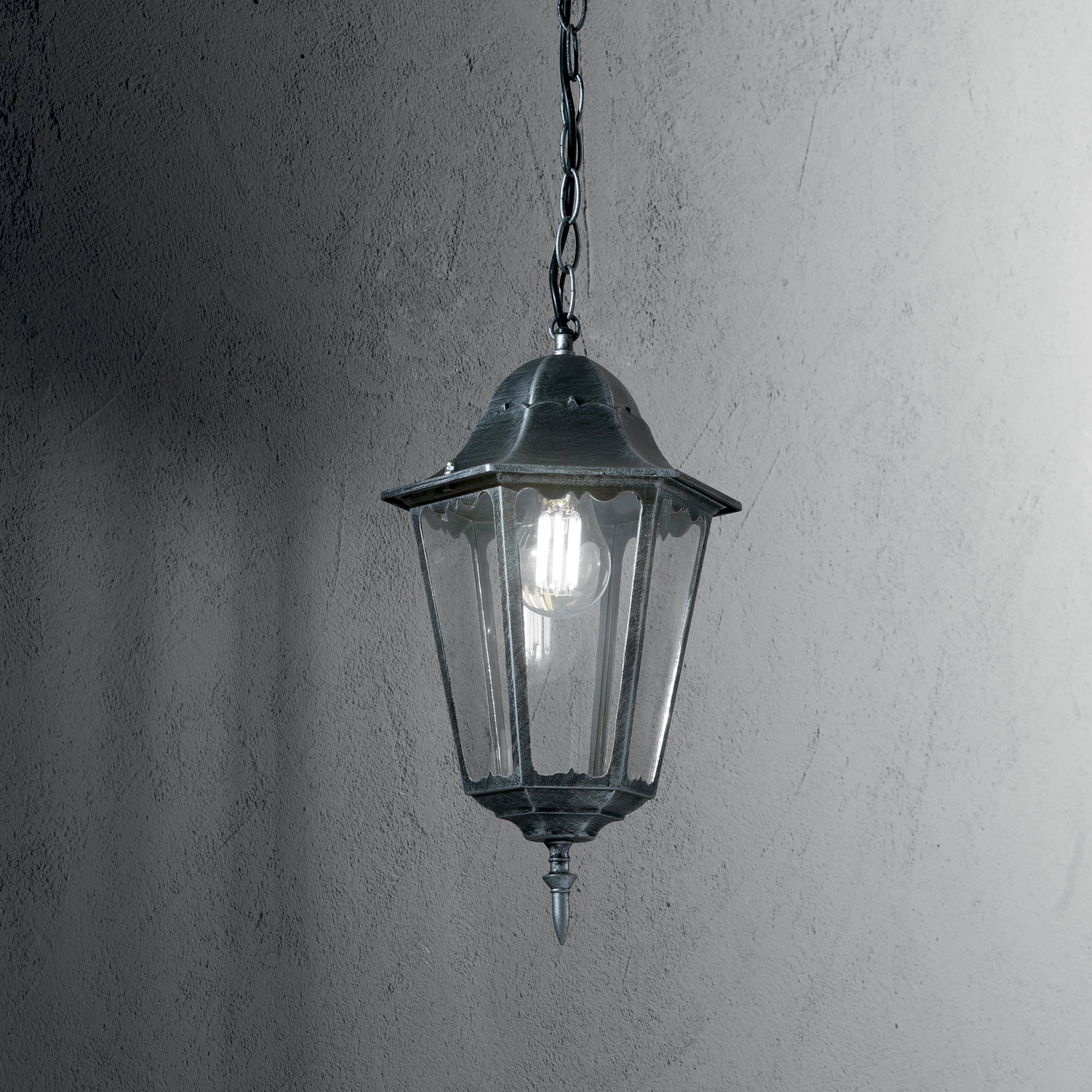 SOSPENSIONE FIRENZE NERA/SILVER 1XE27 IP44 21X21X136CM