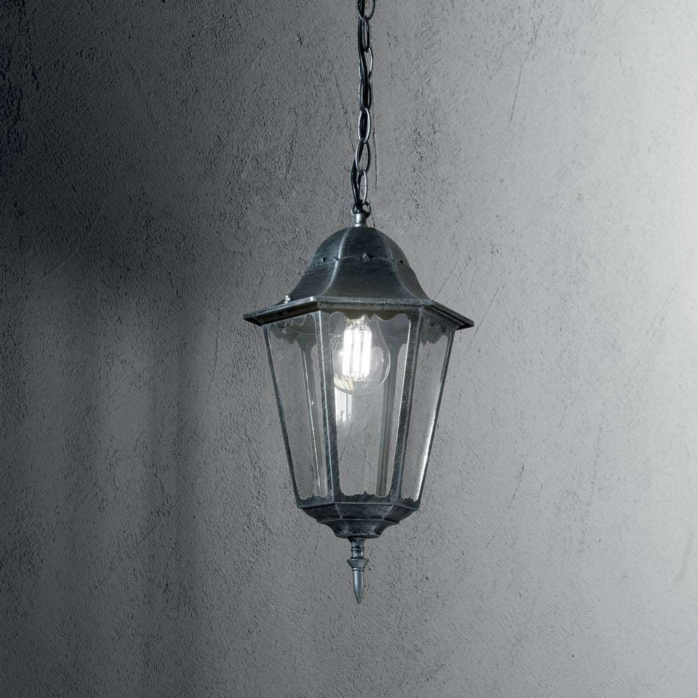 SOSPENSIONE FIRENZE NERA/SILVER 1XE27 IP44 21X21X136CM