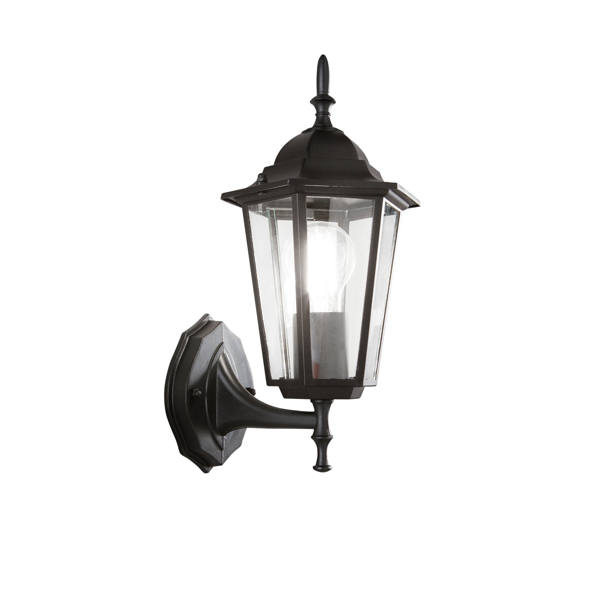 "Applique da esterno MILANO in alluminio nero con diffusore in vetro IP44"