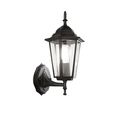 "Applique da esterno MILANO in alluminio nero con diffusore in vetro IP44"