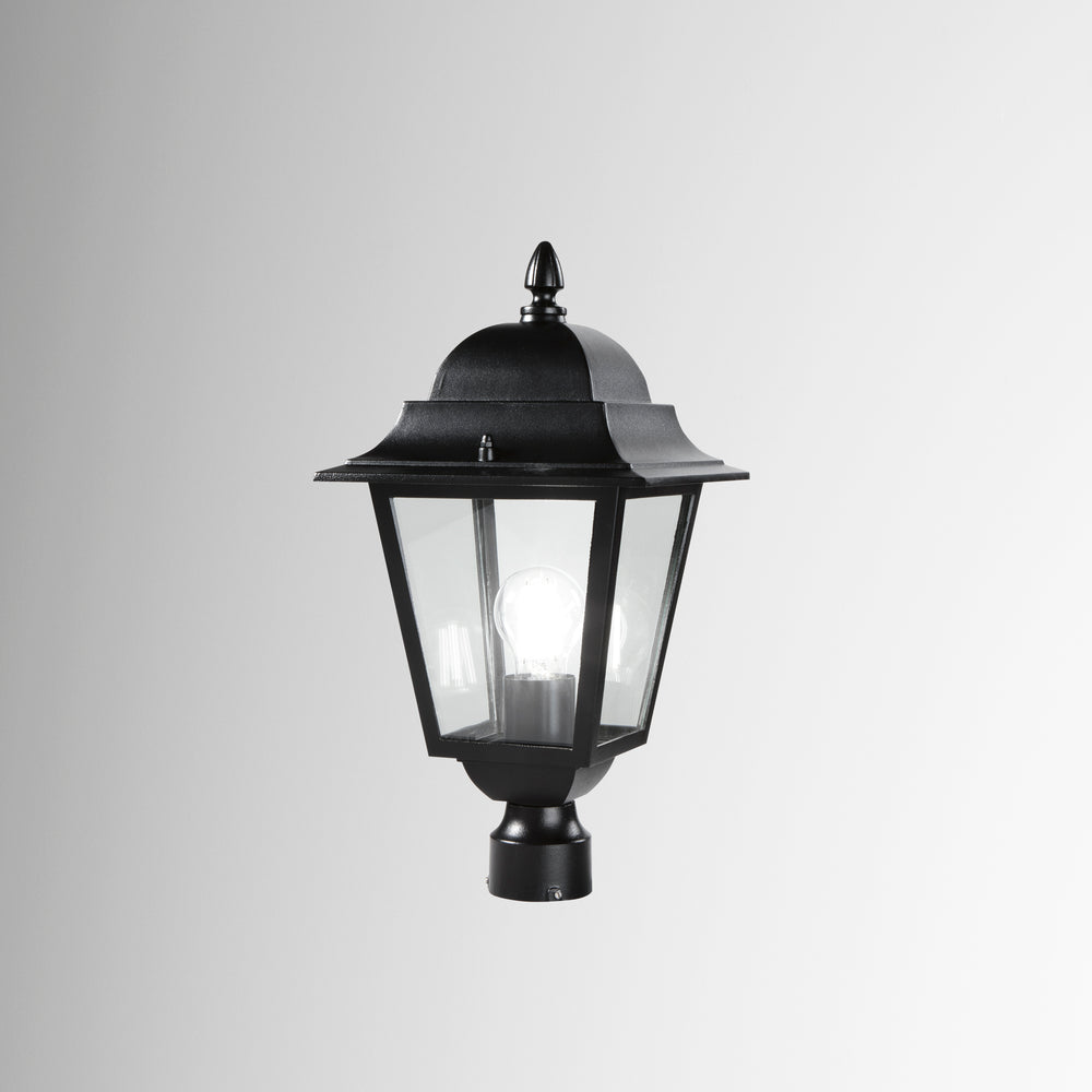 TESTA PALO LANTERNA ROMA NERA CON CASSA DI CONNESSIONE IP44 1XE27 21,5X41,5CM