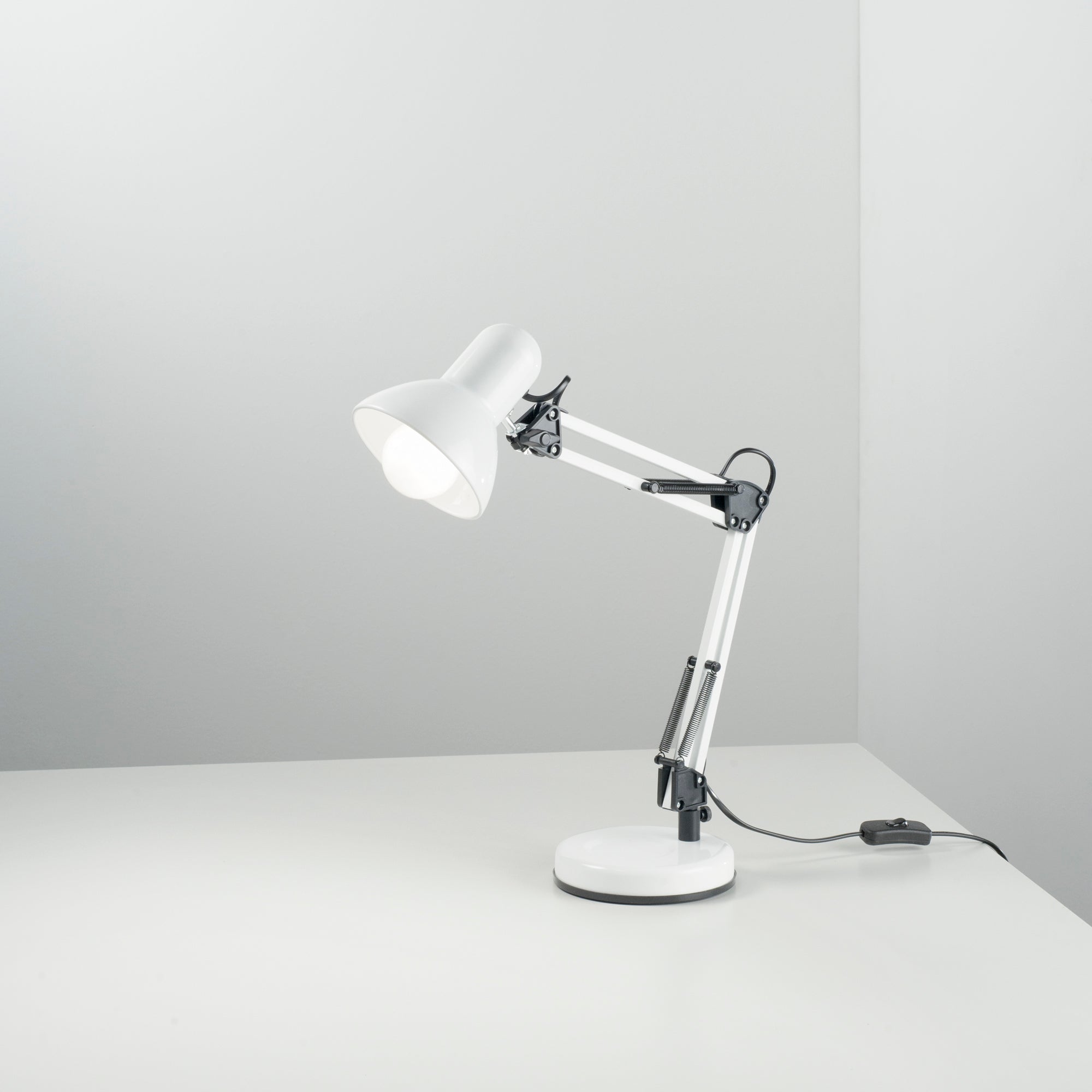 LAMPADA DA LETTURA ARCHITETTO BIANCA CON BASE DI APPOGGIO/FISSAGGIO AL TAVOLO 1XE27 42X15X60CM