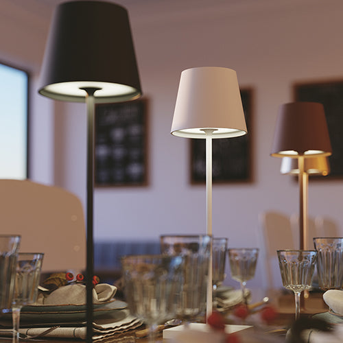LAMPADA DA TAVOLO RICARICABILE LED DRINK BRONZO 2,2W 190LM 3000K DIMM. IP54 10X36CM