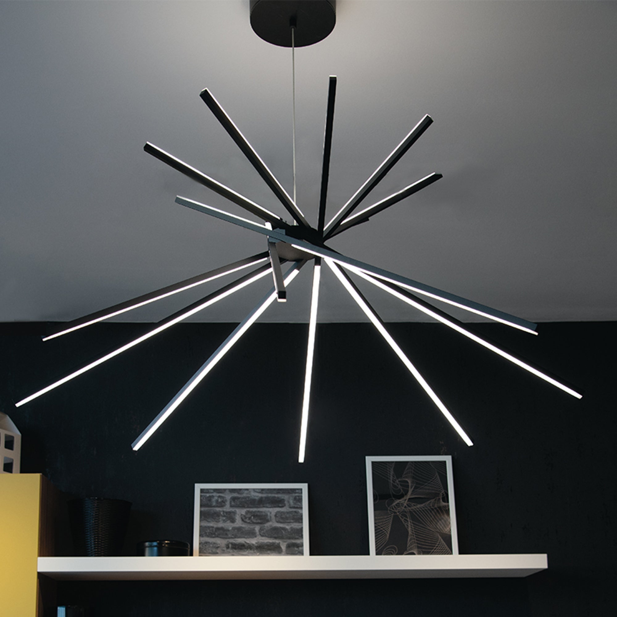 SOSPENSIONE LED SHANGHAI NERA 56W 6560LM 4000K 113X51,5X160CM