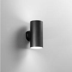 APPLIQUE BIEMISSIONE LED POLO NERA TONDA 2X8W 1960LM CCT IP65 7,8X9,9X16,2CM