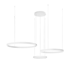 "Sospensione LED AKROBAT in metallo bianco con 3 anelli biemissione, CCT"
