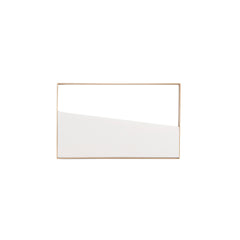 "Plafoniera LED ALBA rettangolare con struttura in metallo oro e bianco, CCT,  h 40x25 cm."