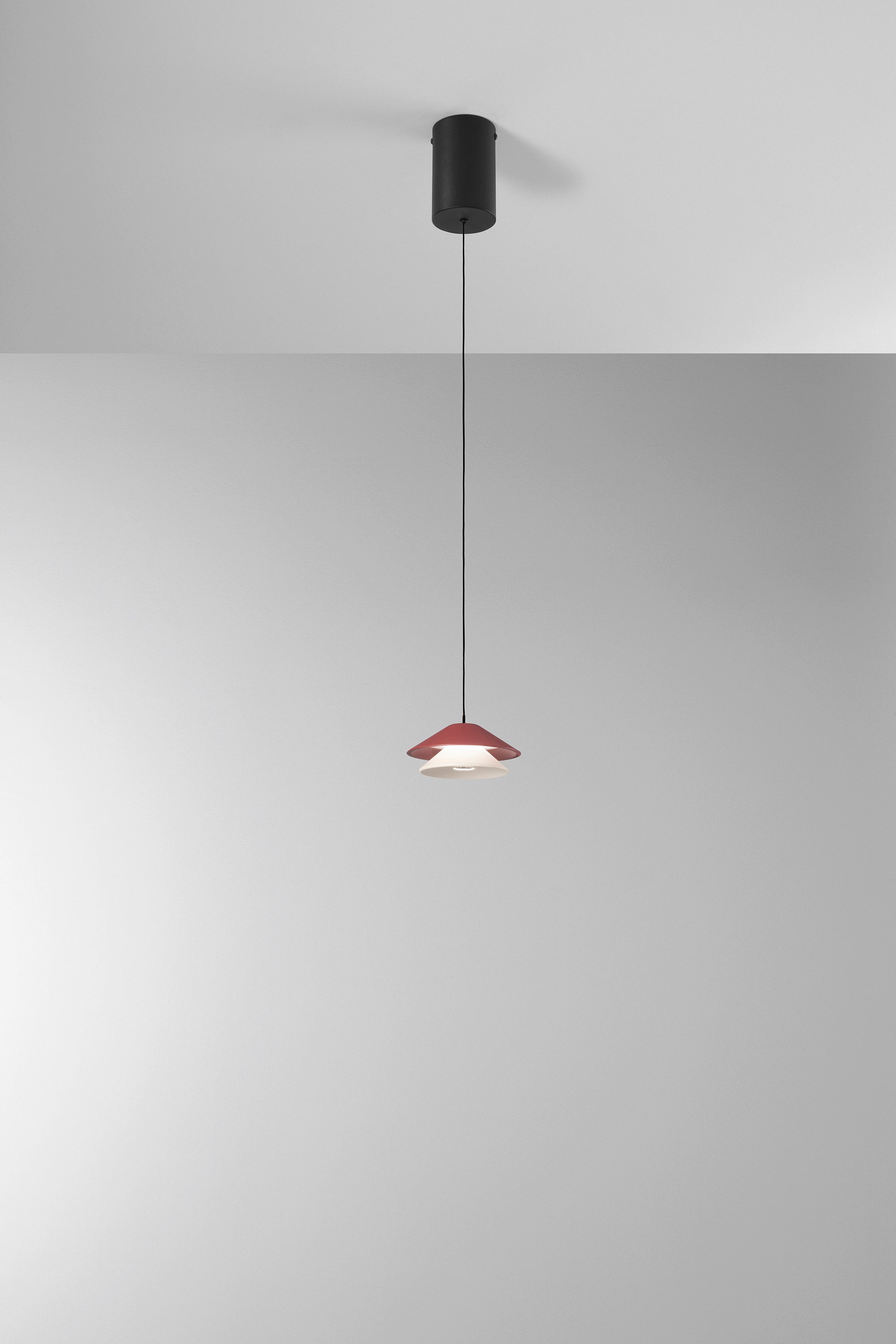 SOSPENSIONE LED ATREO ROSSO+BEIGE IN METALLO E ALLUMINIO 5W 3000K D13X200CM
