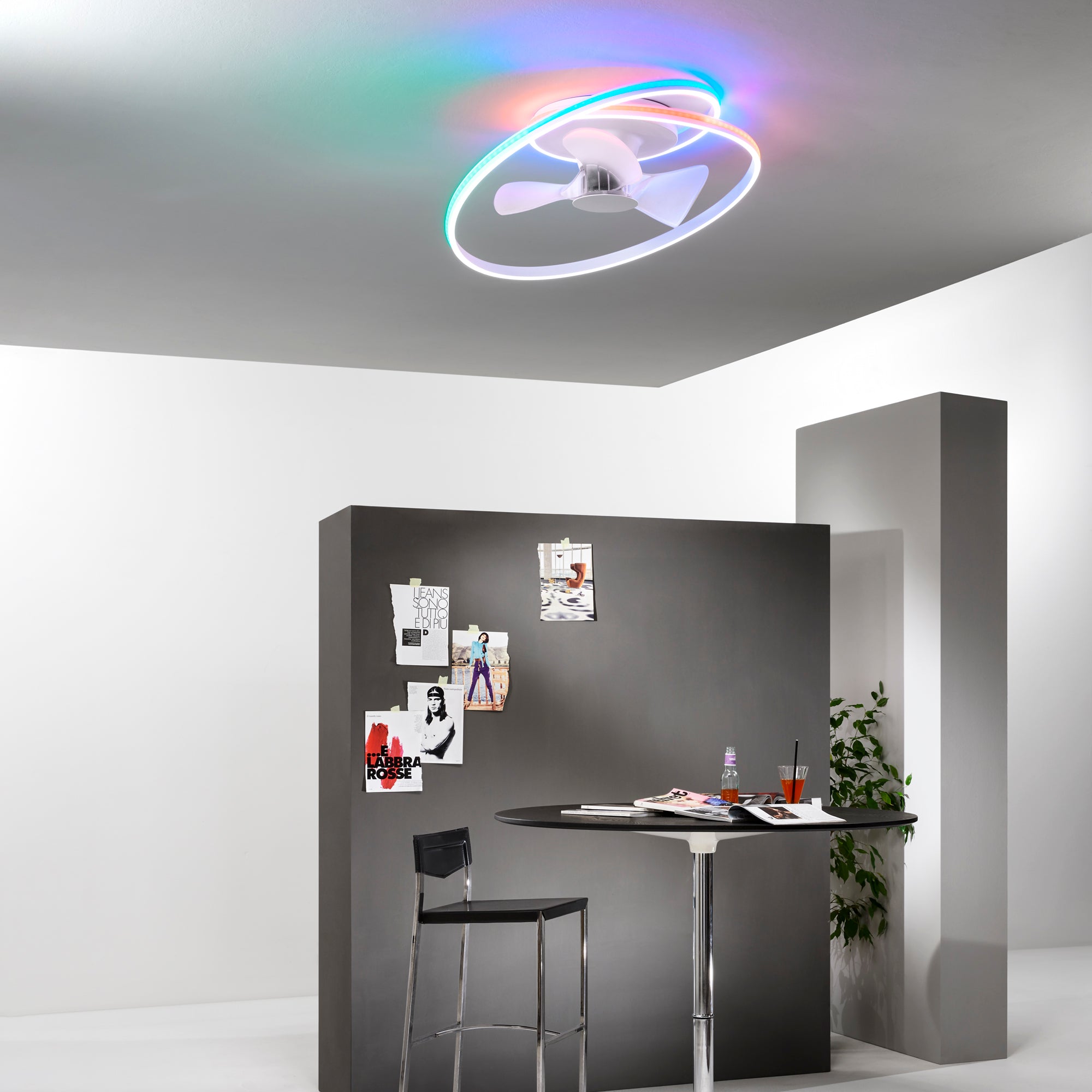 PLAFONIERA LED VENTILATORE AUSTER BIANCO 65W RGB+CCT 7650LM 77X24CM